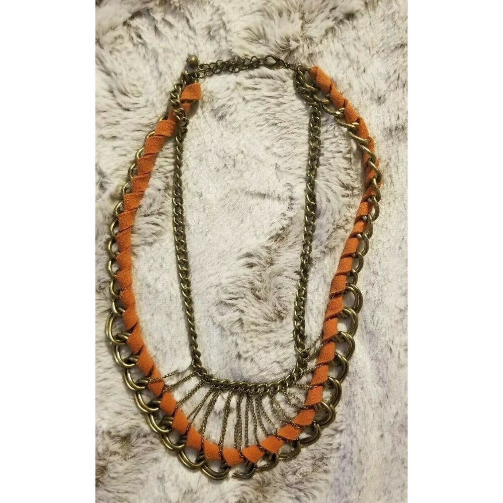 Orange Fabric Gold Color Chain‎ Link Layer State